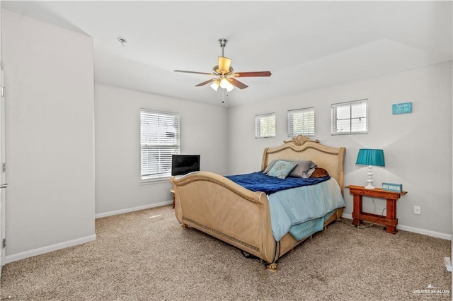 bedroom with carpet flooring and ceiling fan