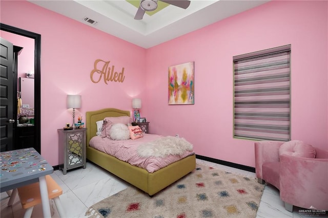 bedroom featuring ceiling fan