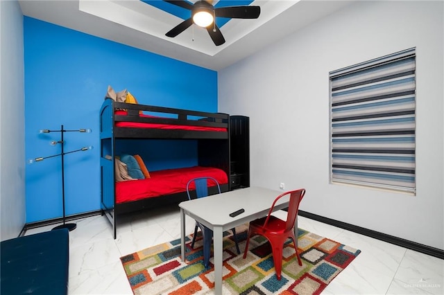 bedroom featuring ceiling fan