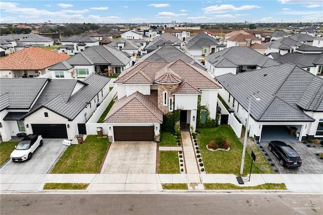 aerial view with a residential view