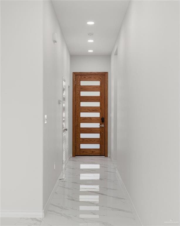 9218 N 25th St, Mcallen, TX 78504 - entryway featuring light marble finish flooring, baseboards, and recessed lighting