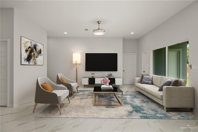 9218 N 25th St, Mcallen, TX 78504 - living room with marble finish flooring and recessed lighting