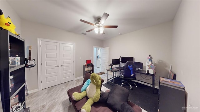 1003 Pear St W, Pharr, TX 78677 - office featuring a ceiling fan and baseboards