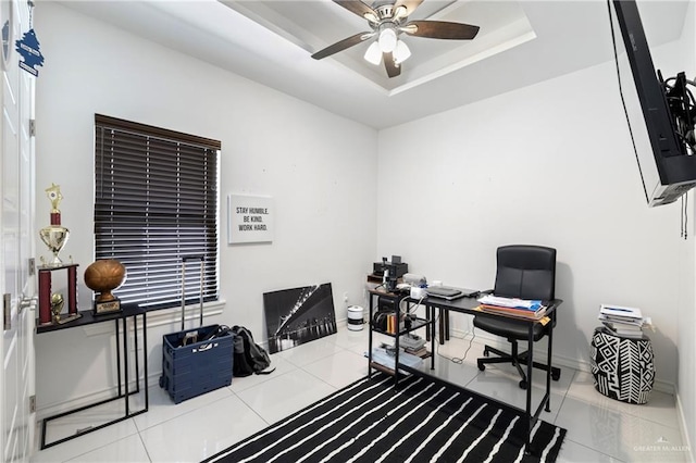 903 W Smith Dr, Pharr, TX 78577 - home office with tile patterned floors and ceiling fan