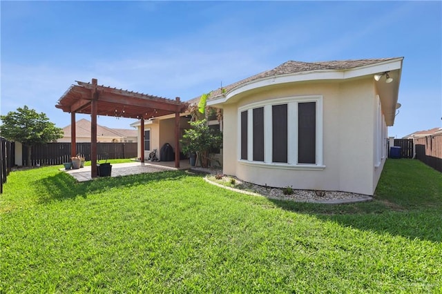 2000 Queens Ave, Mcallen, TX 78504 - rear view of house with stucco siding, a pergola, and a patio