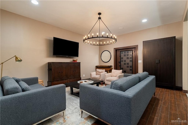 living room featuring wood finished floors and recessed lighting