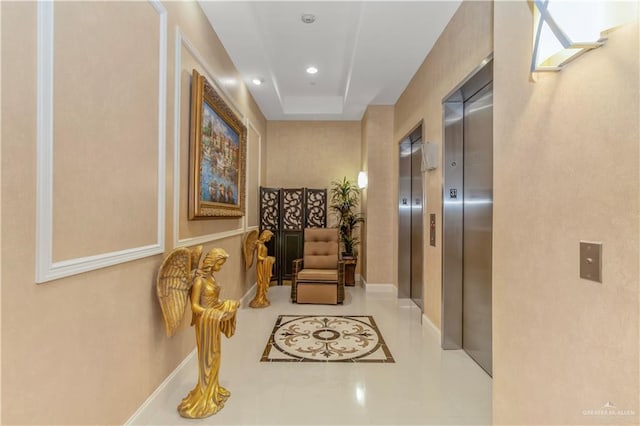 310A Padre Blvd Unit 3101, South Padre Island, TX 78597 - hall with elevator, tile patterned floors, and recessed lighting
