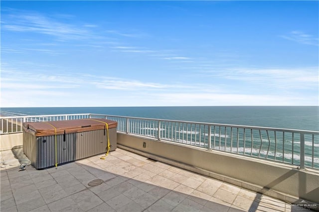 310A Padre Blvd Unit 3101, South Padre Island, TX 78597 - patio / terrace with a water view and a hot tub