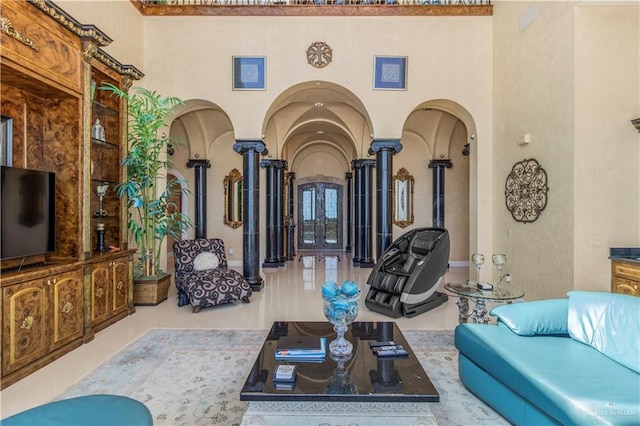 310A Padre Blvd Unit 3101, South Padre Island, TX 78597 - living area with arched walkways and a high ceiling