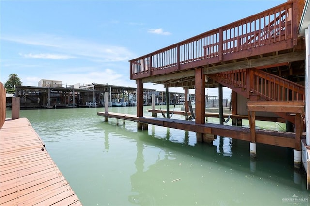 view of dock featuring a water view