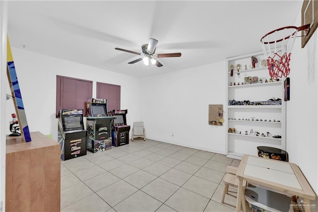 1702 Elmwood Dr, Harlingen, TX 78550 - office featuring ceiling fan and light tile patterned floors
