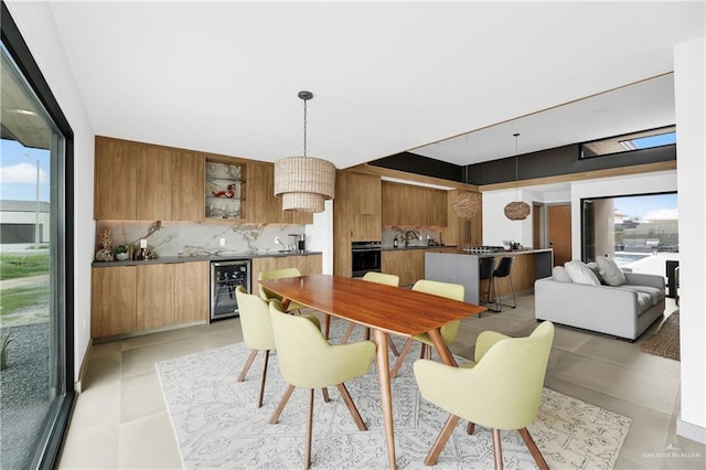 dining room featuring beverage cooler