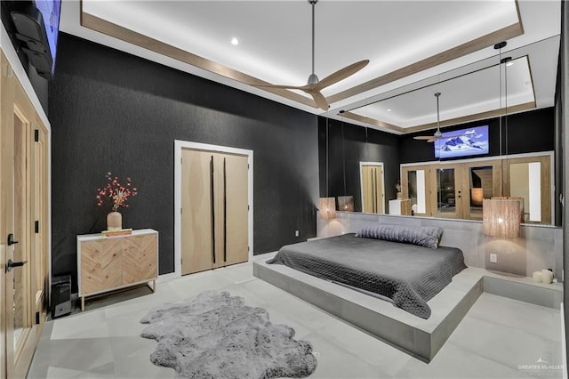 bedroom featuring a tray ceiling