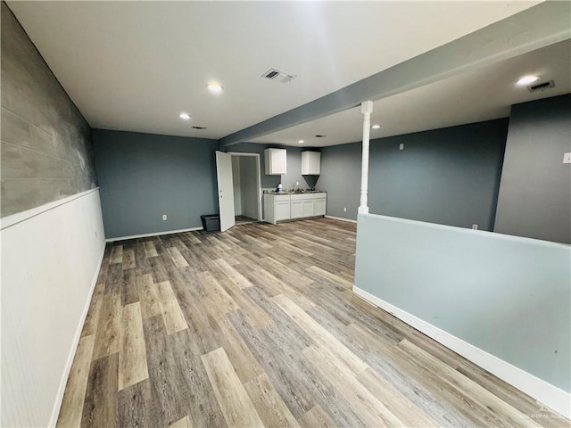 unfurnished living room featuring light hardwood / wood-style floors