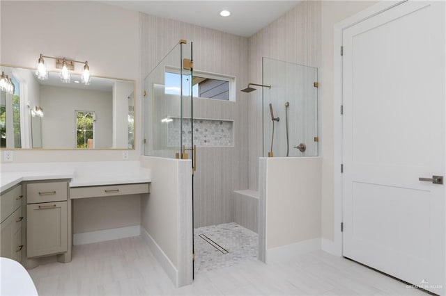 17956 Garrett Rd, Harlingen, TX 78552 - bathroom with vanity and a walk in shower