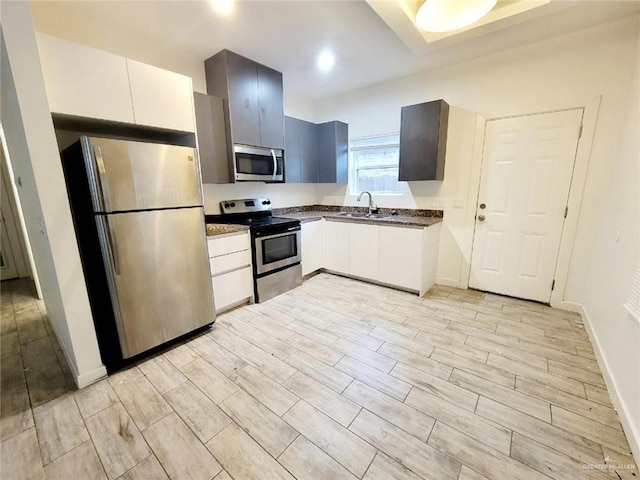 kitchen featuring sink, light wood-type flooring, and stainless steel appliances