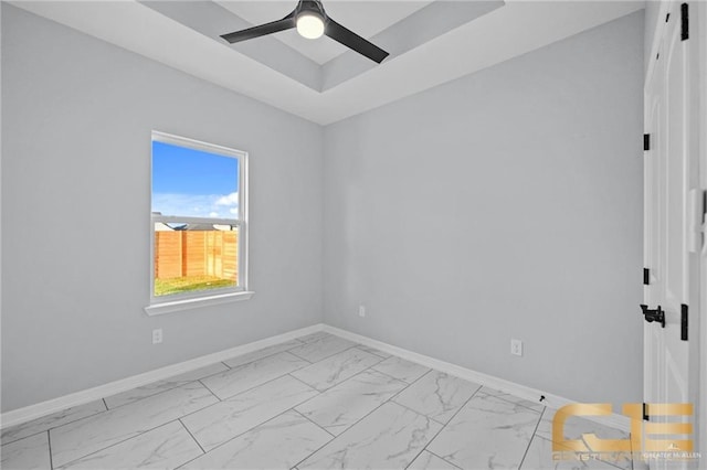 unfurnished room with ceiling fan