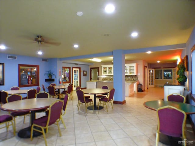 3319 Country Club Dr N, Edinburg, TX 78542 - dining area featuring recessed lighting, light tile patterned floors, and ceiling fan