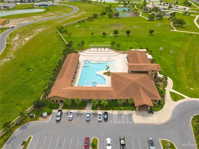 5237 Lost Creek Ln, Mcallen, TX 78504 - aerial view of a pool and a nearby body of water