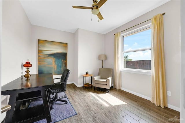 5237 Lost Creek Ln, Mcallen, TX 78504 - home office featuring wood finished floors and ceiling fan