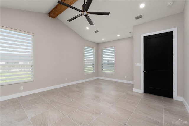 1426 Kalob Cir, Harlingen, TX 78552 - unfurnished room featuring a ceiling fan, recessed lighting, a smoke detector, baseboards, and light tile patterned floors
