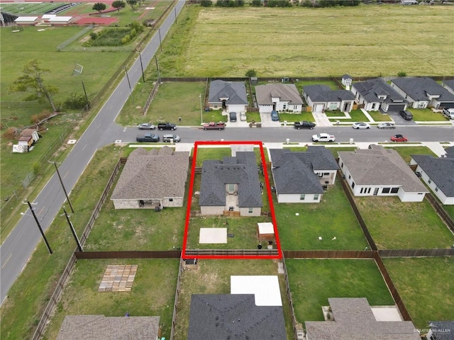 502 Oak Ridge St, Donna, TX 78537 - aerial perspective of suburban area with property parcel outlined