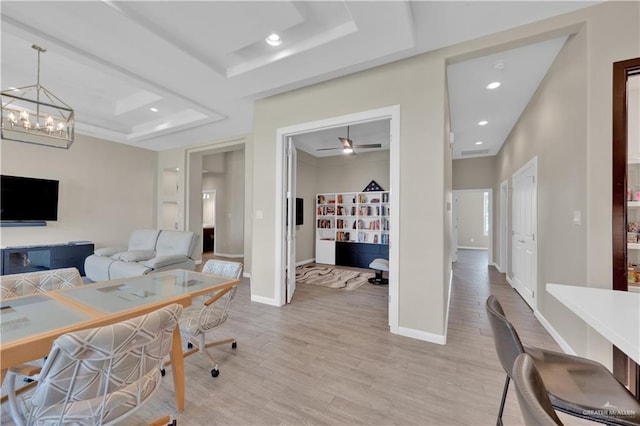 4001 Santa Erica St, Mission, TX 78572 - office space featuring light wood-style flooring, baseboards, a chandelier, recessed lighting, and a raised ceiling