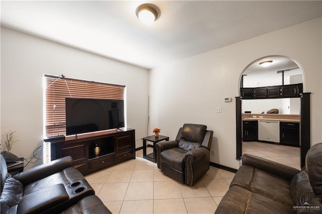 view of tiled living room