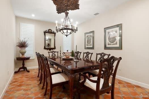 dining room with a healthy amount of sunlight and a notable chandelier