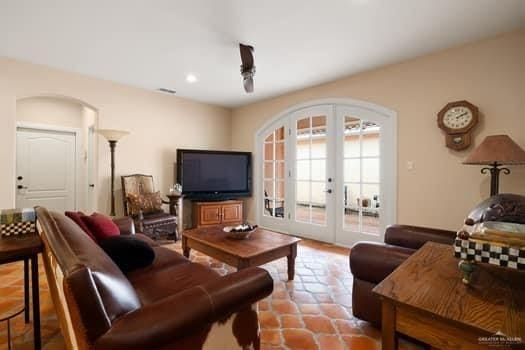 living room with french doors