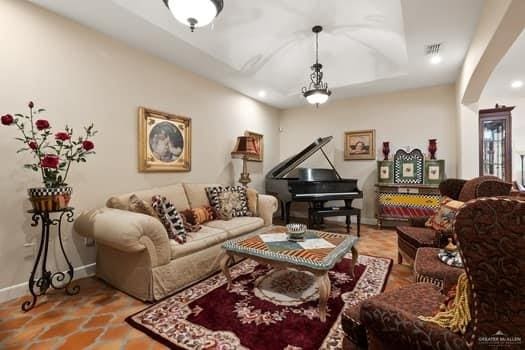 view of tiled living room