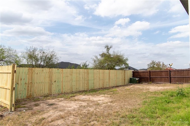 view of yard featuring a fenced backyard