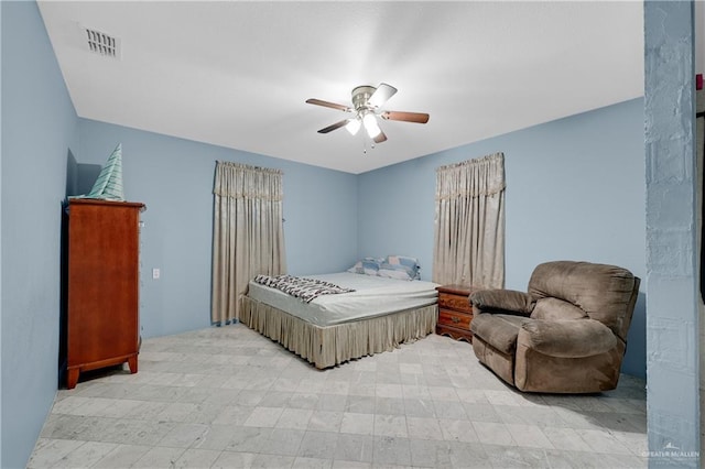 bedroom featuring ceiling fan