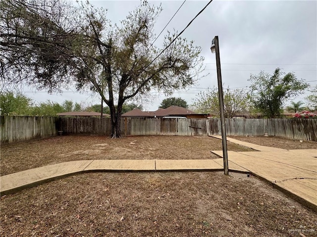 view of yard featuring a fenced backyard