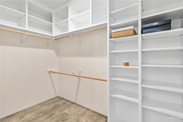 spacious closet with light hardwood / wood-style floors