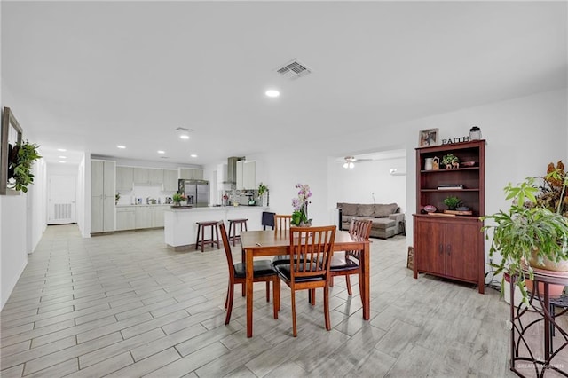 117 W Hawk Ave, Pharr, TX 78577 - dining space featuring ceiling fan, recessed lighting, and light wood finished floors