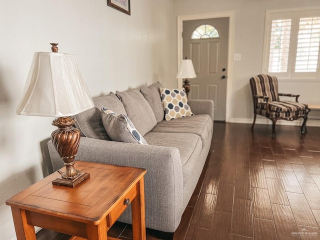 living room featuring dark hardwood / wood-style floors