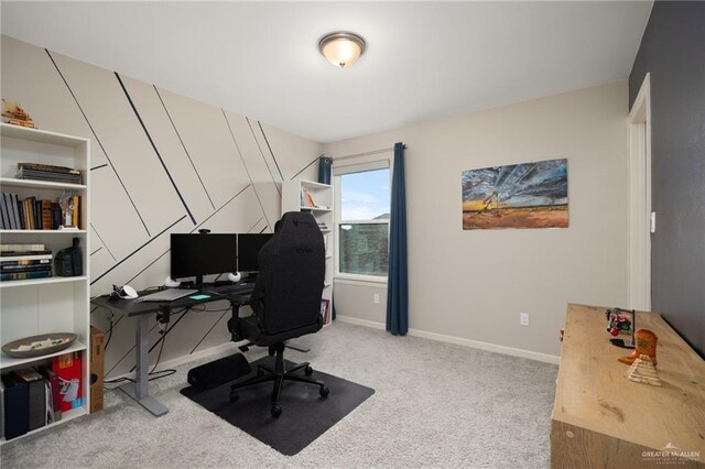 home office featuring carpet flooring