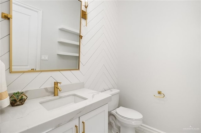 3505 Vendome Dr, Mcallen, TX 78504 - half bath featuring decorative backsplash, vanity, and toilet