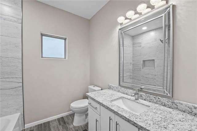 full bathroom featuring vanity, toilet, and tub / shower combination