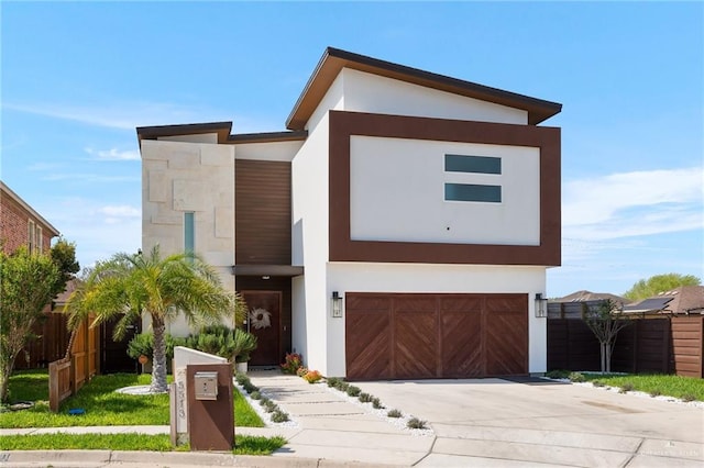 modern home featuring a garage