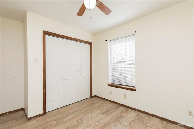 5901 N 23rd Ln, Mcallen, TX 78504 - unfurnished bedroom featuring light wood-style floors, a closet, and a ceiling fan