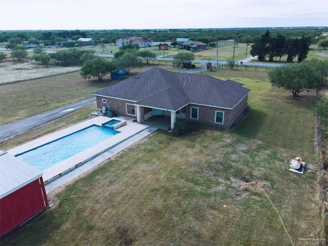 aerial view with a rural view