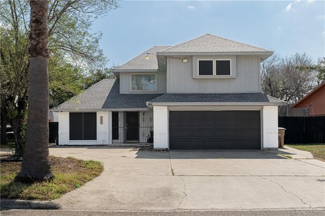 view of front property with a garage