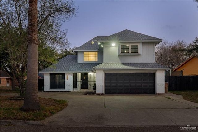 view of property featuring a garage