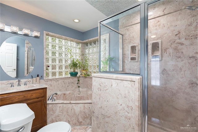 4201 N Palm Dr, Pharr, TX 78577 - bathroom featuring a stall shower, plenty of natural light, toilet, and a bath