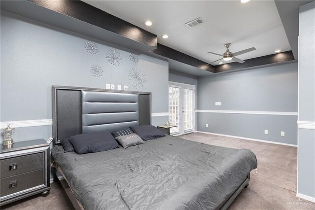 4201 N Palm Dr, Pharr, TX 78577 - bedroom with carpet, visible vents, french doors, and recessed lighting