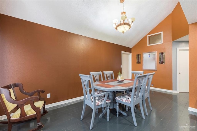 4201 N Palm Dr, Pharr, TX 78577 - dining space featuring an inviting chandelier, baseboards, and high vaulted ceiling