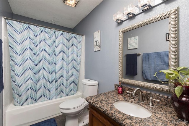 4201 N Palm Dr, Pharr, TX 78577 - full bathroom featuring toilet, vanity, and shower / bath combo with shower curtain