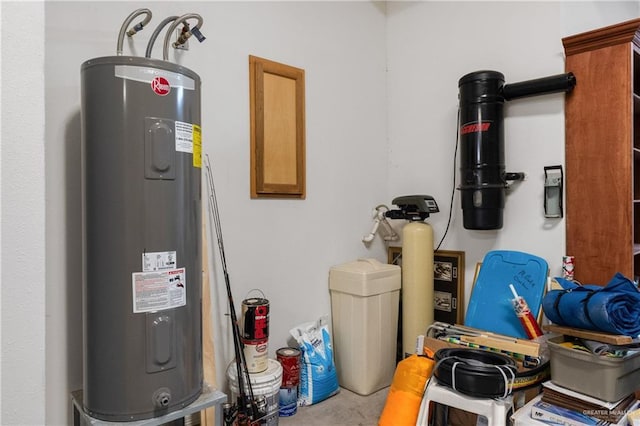 utility room with electric water heater